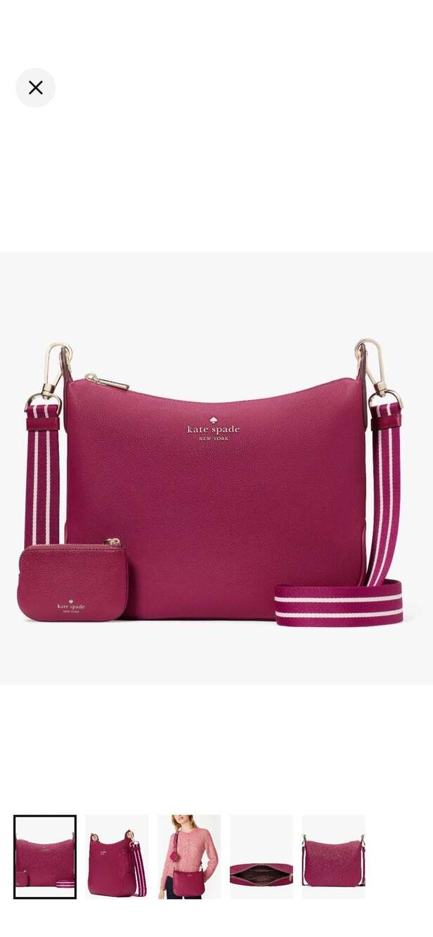 Kate Spade New York Rosie Pebbled Leather Crossbody Bag in Deep Raspberry with S